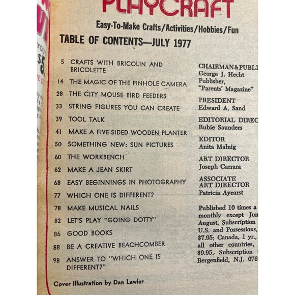 Childrens Playcraft Magazine  July 1977  Easy-To-Make Crafts Activities & Hobbie - Picture 3 of 11